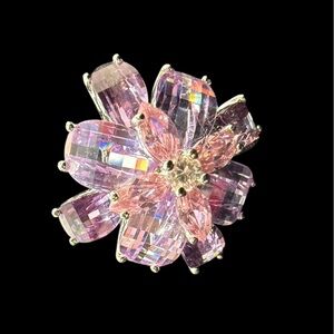 Large Sterling Silver 925 Signed KC Amethyst Cocktail Statement Ring size 7